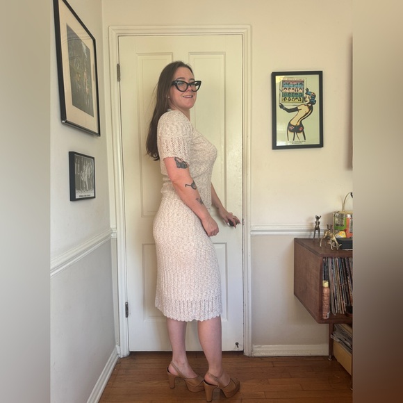 70s Vintage British Vogue Cream Skirt Suit Sz M - Picture 2 of 10